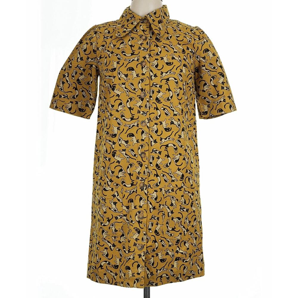 Dawn O Porter X Joanie Cat Print Dress Size US 6